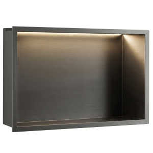 Raft Incastrat Baie cu Iluminare LED 30x45 cm, Otel Inoxidabil AISI 304, Titan