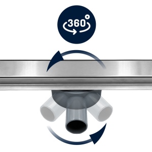 Rigola de dus liniara DL02 inox 50 cm cu gratar 2 in 1 si sifon rotativ 360 - Img 3