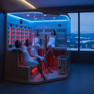 Sauna combinata cu infrarosu si finlandeza cu soba Harvia 8kW, Moss 200 x 200 cm pentru 8 persoane - Img 18