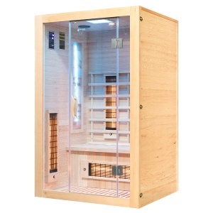 Saună cu infraroșu cu pietre de sare de Himalaya MO-EA2RS 120 x 105 x 190 cm pentru 1-2 persoane - Img 4