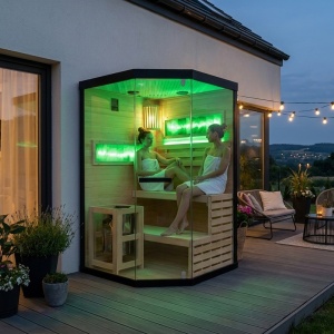 Sauna finlandeza cu temperatura inalta si argaz Harvia 3.5kW, 120 x 120 cm pentru doua persoane - Img 6
