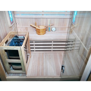 Sauna finlandeza cu temperatura inalta si soba Harvia 4.5kW pentru 3-4 persoane Kemi 150 x 120 cm - Img 11