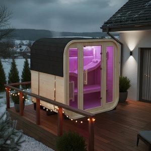Sauna finlandeza pentru gradina cu soba Molde pentru 2-4 persoane, 180 x 200 cm - Img 10
