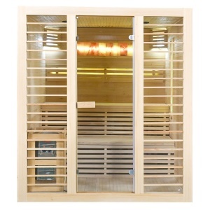 Saună uscată MO-EL4S cu soba Harvia 8 kW, piatră de sare și izolație de perete 180 x 180 x 200 cm - Img 2