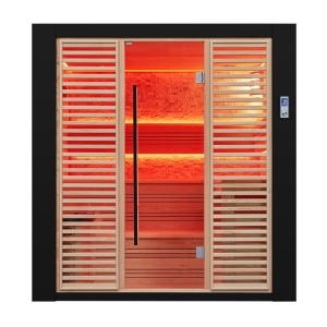 Sauna uscata traditionala finlandeza MUE-1402 cu soba Harvia 6kW, piatra decorativa, 200 x 170 x 210 cm - Img 3