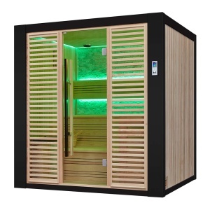 Sauna uscata traditionala finlandeza MUE-1402 cu soba Harvia 6kW, piatra decorativa, 200 x 170 x 210 cm - Img 13