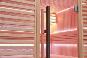 Sauna uscata traditionala finlandeza MUE-1402 cu soba Harvia 6kW, piatra decorativa, 200 x 170 x 210 cm - Img 23