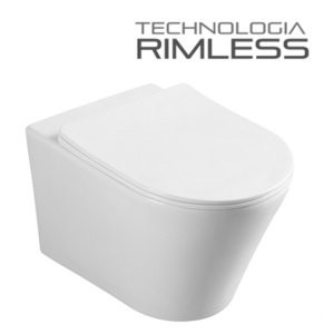 Set Bideu si Vas WC GROHE, montaj suspendat, ceramica sanitara, Vas WC SONATA Clementina RIMLESS +Bideu+Capac Soft-Close SLIM PREMIUM + Cadru+Clapeta - Img 3