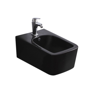 Set Bideu si Vas WC PRO GROHE, ceramica sanitara, Vas WC CUBIC BLACK RIMLESS +Bideu +Capac Soft-Close SLIM PREMIUM +Cadru +Clapeta - Img 2