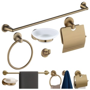 Set de accesorii pentru baie 5 in 1 Colin Auriu Periat - Img 13