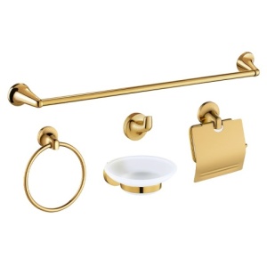 Set de accesorii pentru baie 5 in 1 Colin Golden Retro - Img 1