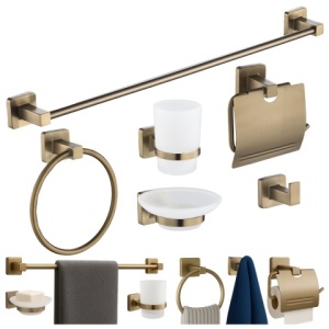 Set de accesorii pentru baie 6 in 1 DYLAN Auriu Periat - Img 9