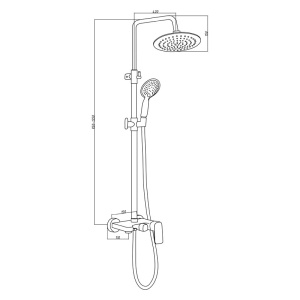 Set de baie cu dus ADA cu forma de ploaie, auriu perlat - Img 12