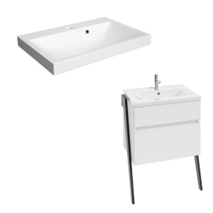 Set dulap baza suspendat Defra Op-Arty alb lucios cu lavoar compozit Olex 60 cm