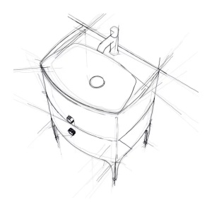 Set dulap baza suspendat Oristo Louis bleumarin 2 sertare cu lavoar negru mat 82 cm - Img 4