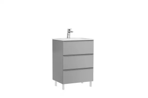 Set mobilier baie suspendat Gala Shona galet mat 60 x 46 x 74 cm cu 3 sertare si lavoar Klea 60 cm