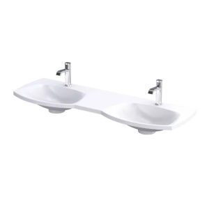Set mobilier baie suspendat Oristo Louis negru 4 sertare cu lavoar dublu alb mat 144 cm - Img 11
