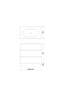 Set mobilier pe pardoseala Gala Shona galet mat 100 x 46 x 74 cm 3 sertare si lavoar Klea - Img 2