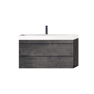 Set mobilier suspendat si lavoar Kolpasan Naomi dark concrete 80 x 45 cm
