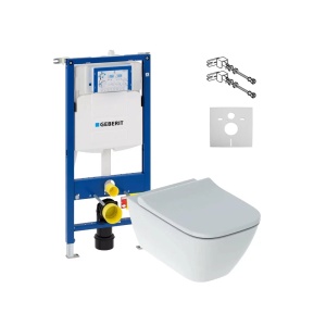 Set promo vas wc suspendat + capac slim softclose Geberit Smyle Square + rezervor incastrat Sigma cu Sistem de Fixare + Garnitura Fonoizolanta
