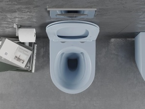 Set vas Wc cu capac soft-close inclus, Montaj suspendat, Ceramica sanitara, Culoare Blue - Img 3