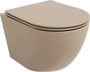 Set vas Wc cu capac soft-close inclus, Montaj suspendat, Ceramica sanitara, Culoare Cappuccino - Img 1