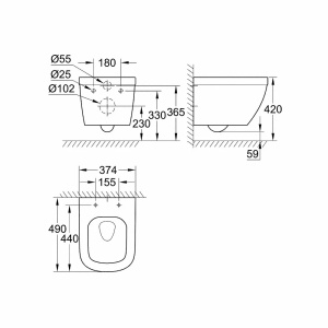 Set vas Wc Grohe Euro Ceramic Rimless Triple Vortex, montaj suspendat, capac softclose - Img 8