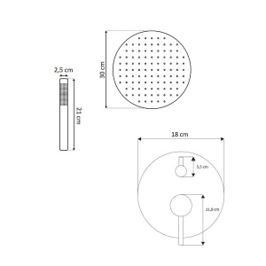 Sistem Complet De Dus PRO COSTA GOLD SET SLIM 30 + BOX, Montaj In Perete, Para Rotunda Tip Ploaie 30x30 Cm, 2 Functii De Curgere A Apei, Auriu - Img 7