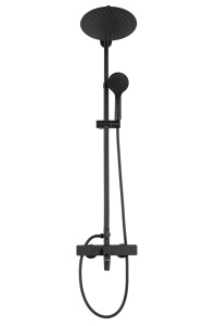 Sistem Complet De Dus REA ALDI, Montaj Pe Perete, Para Rotunda Tip Ploaie 25x25 Cm, 3 Functii De Curgere A Apei, Finisaj Negru Mat - Img 3
