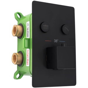 Sistem Complet De Dus REA FENIX DAVIS BLACK + BOX, Montaj In Perete, Para Patrata Tip Ploaie 30 x 30 Cm, 2 Functii De Curgere A Apei, Negru - Img 8