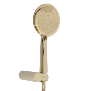 Sistem Complet De Dus REA HYPER GOLD + BOX, Montaj In Perete, Para Rotunda Tip Ploaie 25x25 Cm, 2 Functii De Curgere A Apei, Auriu - Img 6