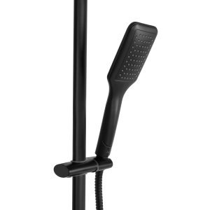 Sistem Complet De Dus REA TOM Montaj Pe Perete, Para Dreptunghiulara Tip Ploaie 25 x 17 Cm, 2 Functii De Curgere A Apei, Inaltime 120 cm, Negru - Img 3