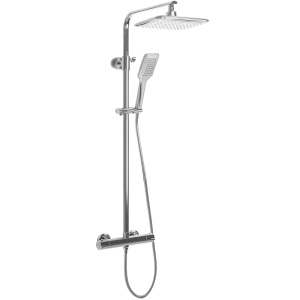 Sistem Complet De Dus REA TOM Montaj Pe Perete, Para Dreptunghiulara Tip Ploaie 25 x 17 Cm, 2 Functii De Curgere A Apei, Inaltime 120 cm, Crom - Img 6