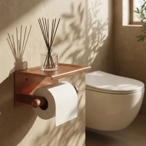 Suport pentru hârtie igienică cu poliță 39105A Rea ORI Brush Copper - Img 2