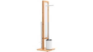 Suport pentru hartie igienica+perie Wc REA WHITE/BAMBUS - Img 4