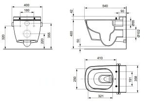 Tece TECEone - Toaletă suspendată cu duș de bideu, Rimless, alb 9700200 - Img 8