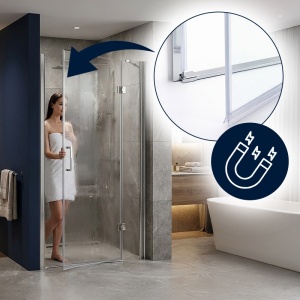 Usa de dus batanta pentru nisa KZ27 crom 90 x 195 cm sticla 6 mm - Img 10