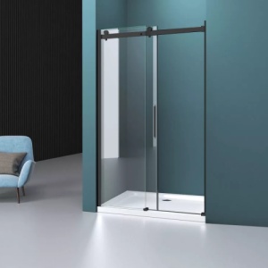 Usa de dus culisanta Veldman Odessa negru mat 130 x 195 cm sticla 8 mm - Img 3