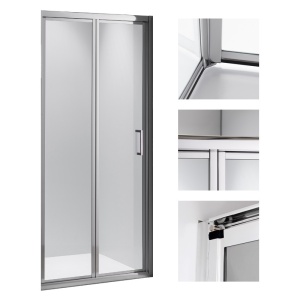 Usa de dus pliabila SH09C crom 100 x 195 cm sticla 5 mm - Img 12