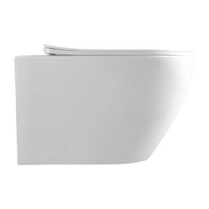 Vas de toaleta suspendat Mizu Tornado White, rimless cu capac din duroplast cu softclose - Img 3