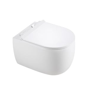Vas de toaleta suspendat Tornado Lake White, rimless cu capac din duroplast si softclose