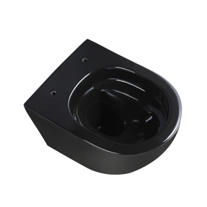 Vas toaleta WC suspendat Tornado Flower Black cu capac din duroplast si softclose - Img 3