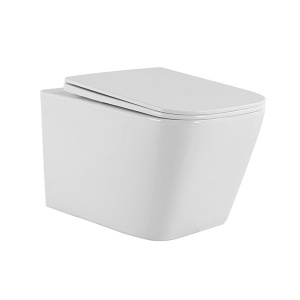 Vas WC suspendat Aqua White 02, rimless cu capac din duroplast si inchidere softclose