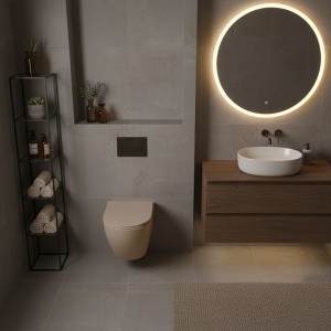 Vas WC suspendat Flow Tornado Cappuccino, rimless cu capac soft close duroplast - Img 10