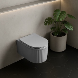 Vas WC suspendat Luma Gray rimless si cu capac soft close - Img 9