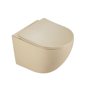 Vas WC suspendat Peak Cappuccino rimless cu capac soft close duroplast