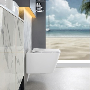 Vas WC suspendat Rain White Glossy, rimless cu capac softclose - Img 13