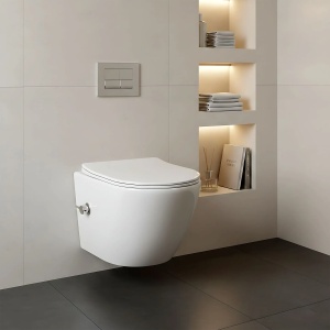 Vas WC suspendat REA Carlo Lux Rimless cu functie bideu - Img 5
