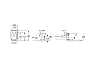Vas WC suspendat Roca Nexo Rimless alb 53.5 x 36 cm fara capac - Img 3