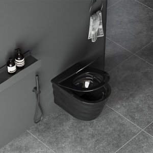Vas wc suspendat Skal Tornado negru lucios cu model si capac soft close - Img 9
